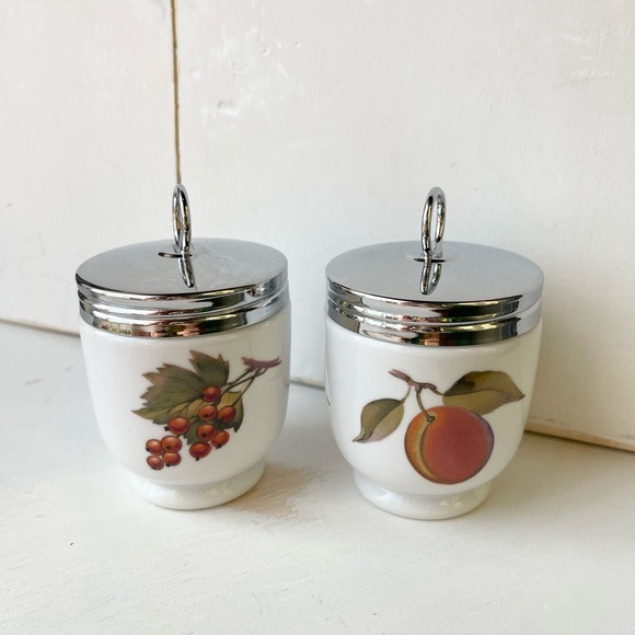 Royal Worcester England Evesham Egg Coddler set of 2 Large Size - Picture 5 of 15